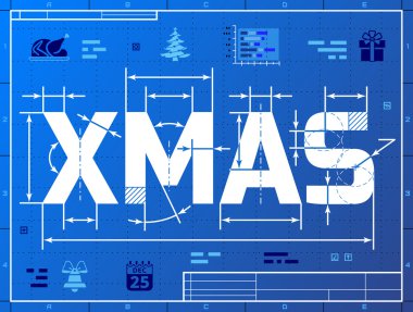 Word Xmas çizim blueprint gibi