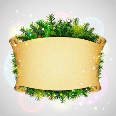 Çamın dalları ile Noel listesi için kağıt kaydırma