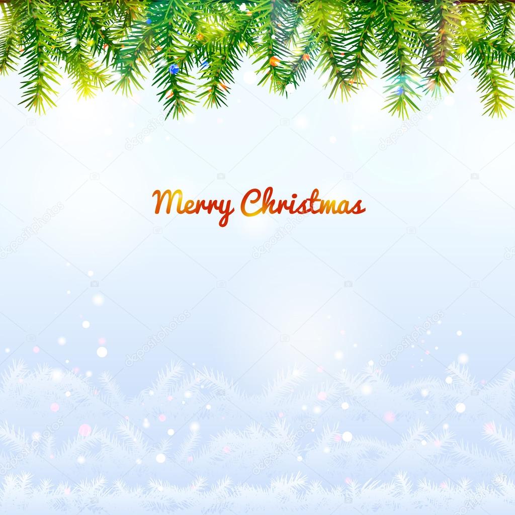 Holiday background with top pine branches and bottom twigs silho