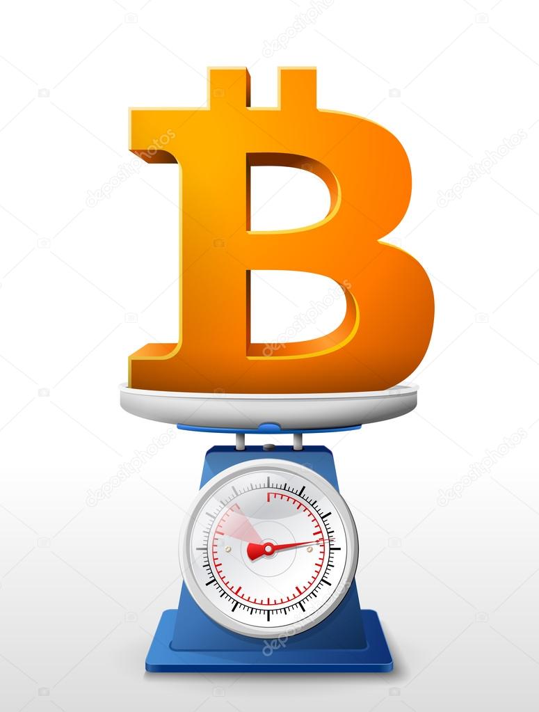 Bitcoin sign on scale pan