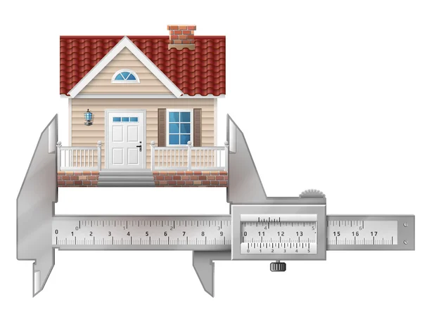 Caliper mede construção de casas —  Vetores de Stock