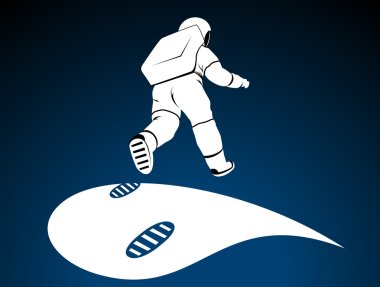 Astronot gezegenin yüzey üzerinde zıplayan