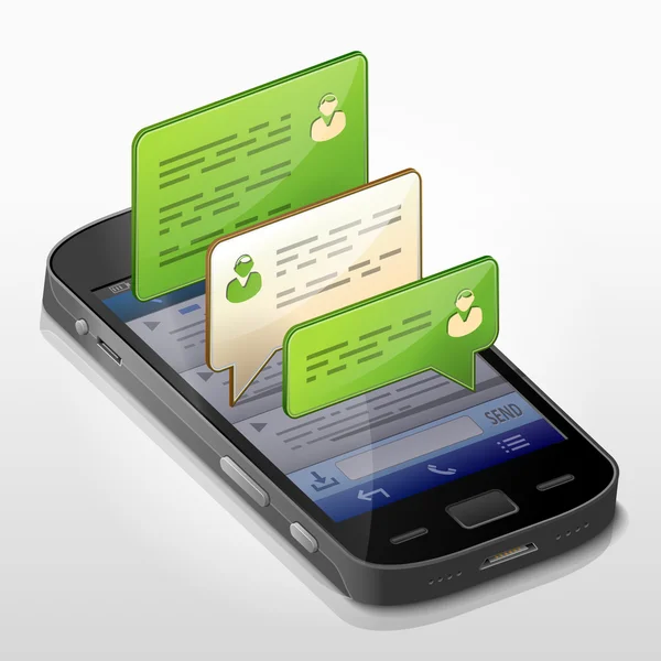 Konuşma iletisi baloncuklar ile Smartphone