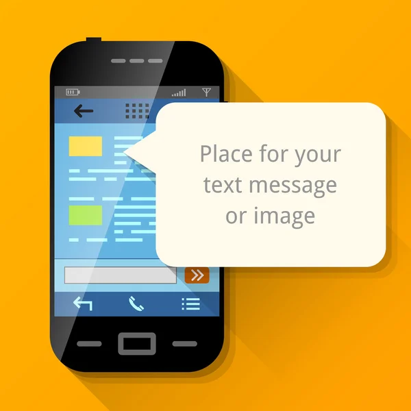Смартфон з порожньою бульбашкою повідомлень — стоковий вектор
