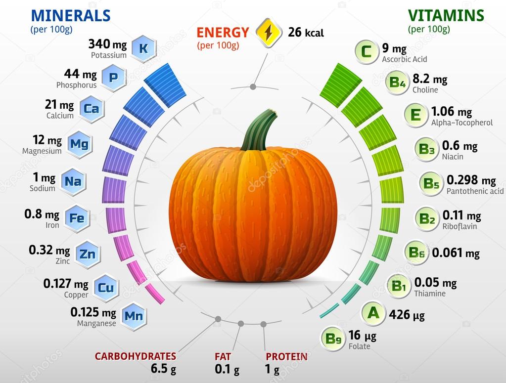 Vitamins and minerals of pumpkin