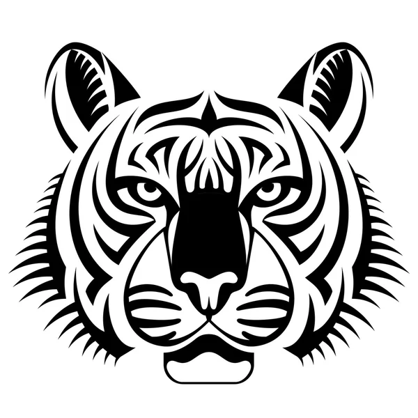 Cara de tigre realista mira hacia adelante — Vector de stock