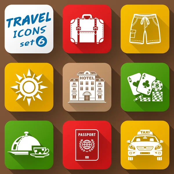 Flat icons set of travel elements — Stock Vector