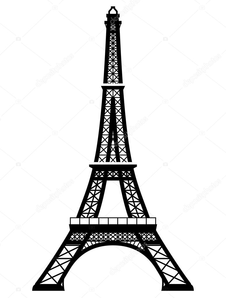 French Eiffel Tower in black-and-white color