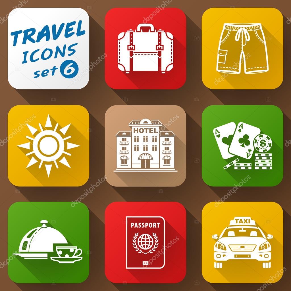 Flat icons set of travel elements