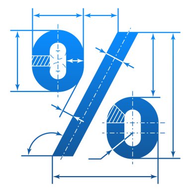 Percent symbol with dimension lines clipart