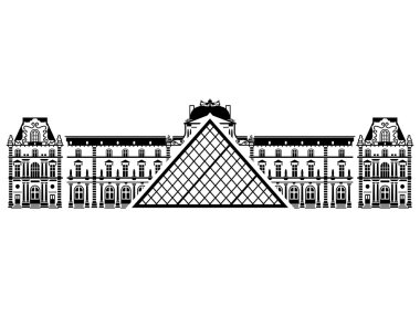 Fransızca Louvre Müzesi siyah-beyaz renk