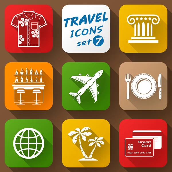 Flat icons set of travel elements — Stock Vector