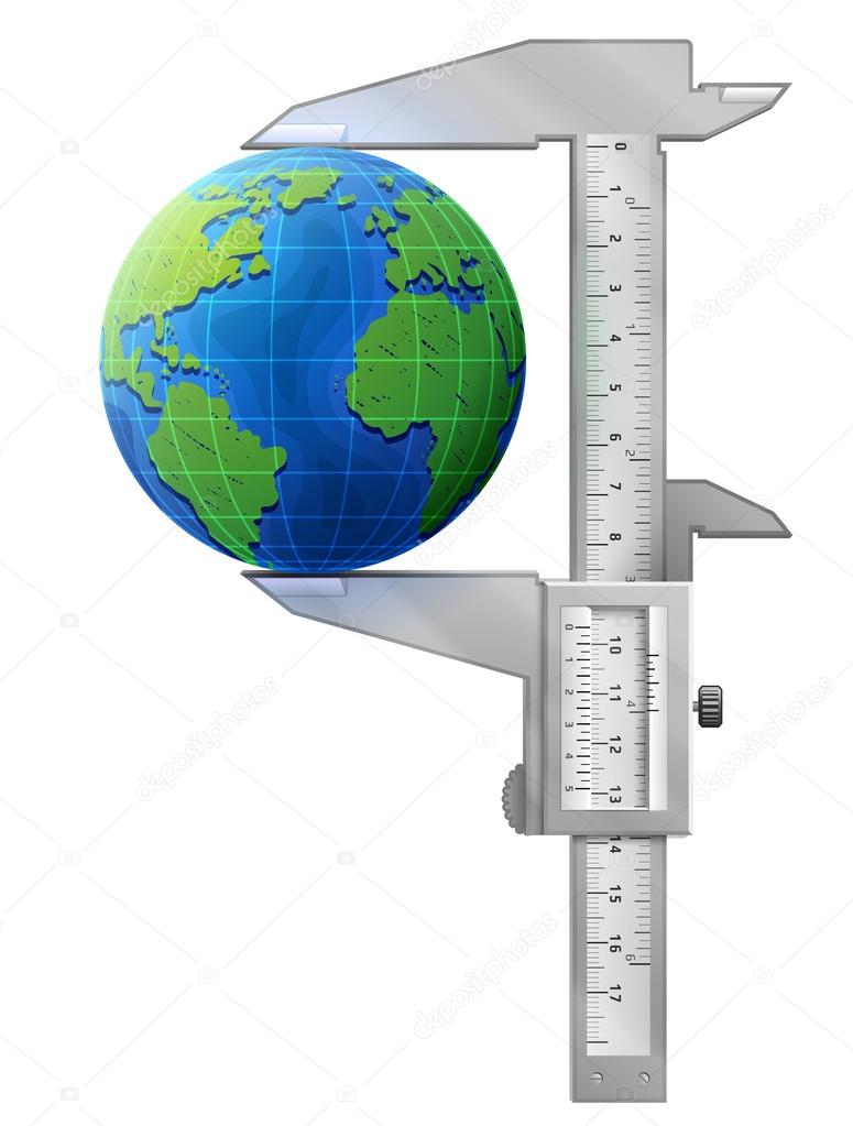 Vertical caliper measures globe