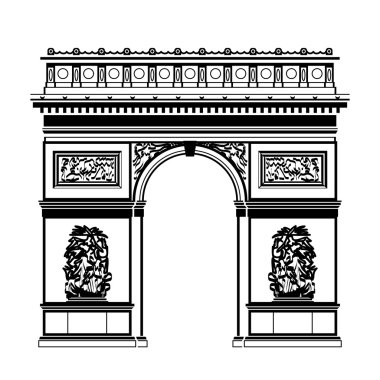 Fransız Arc de Triomphe siyah-beyaz renk