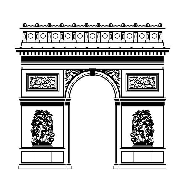 French Arc de Triomphe in black-and-white color