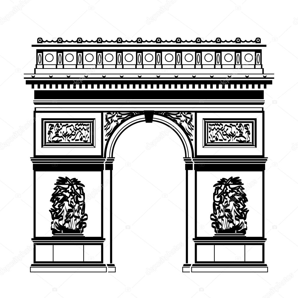 French Arc de Triomphe in black-and-white color