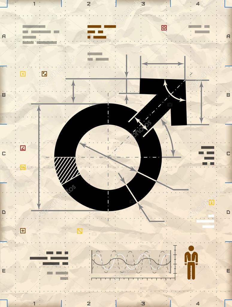 Mężczyzna Symbol Jako Techniczny Projekt Rysunek Grafika