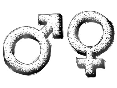 Hand drawn gender symbols with dot shading clipart