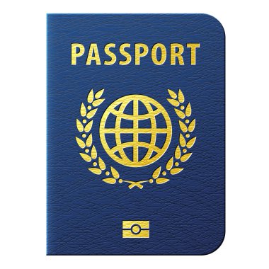 Beyaz arka plan üzerinde izole mavi pasaport