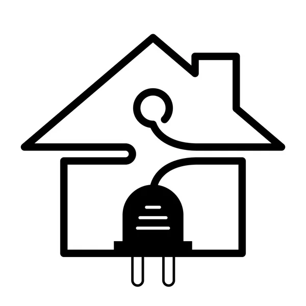 Plug y alambre en forma de símbolo de la casa — Vector de stock
