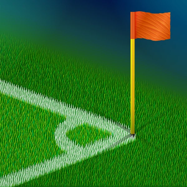 Coin du terrain de football avec drapeau — Image vectorielle