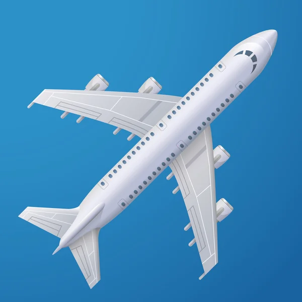 White plane against blue background — 图库矢量图片