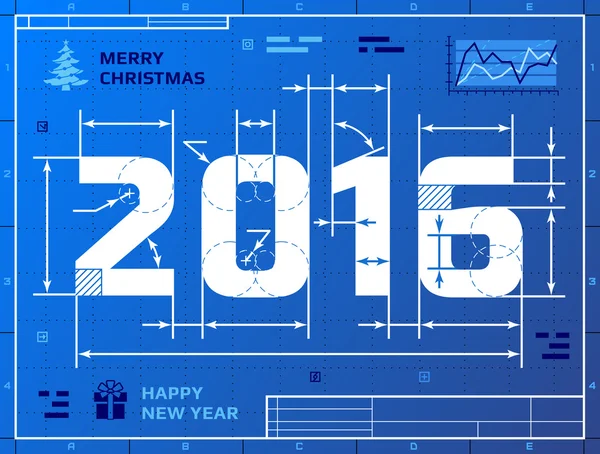 Cartão de Ano Novo 2016 como desenho de modelo — Vetor de Stock