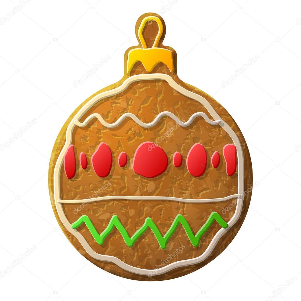Gingerbread bauble symbol decorated colored icing