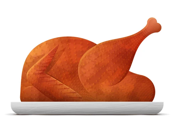 Pavo asado cocido, pollo aislado sobre fondo blanco — Vector de stock