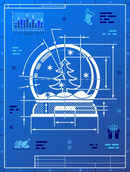 Christmas snow globe symbol som plan ritning — Stock vektor