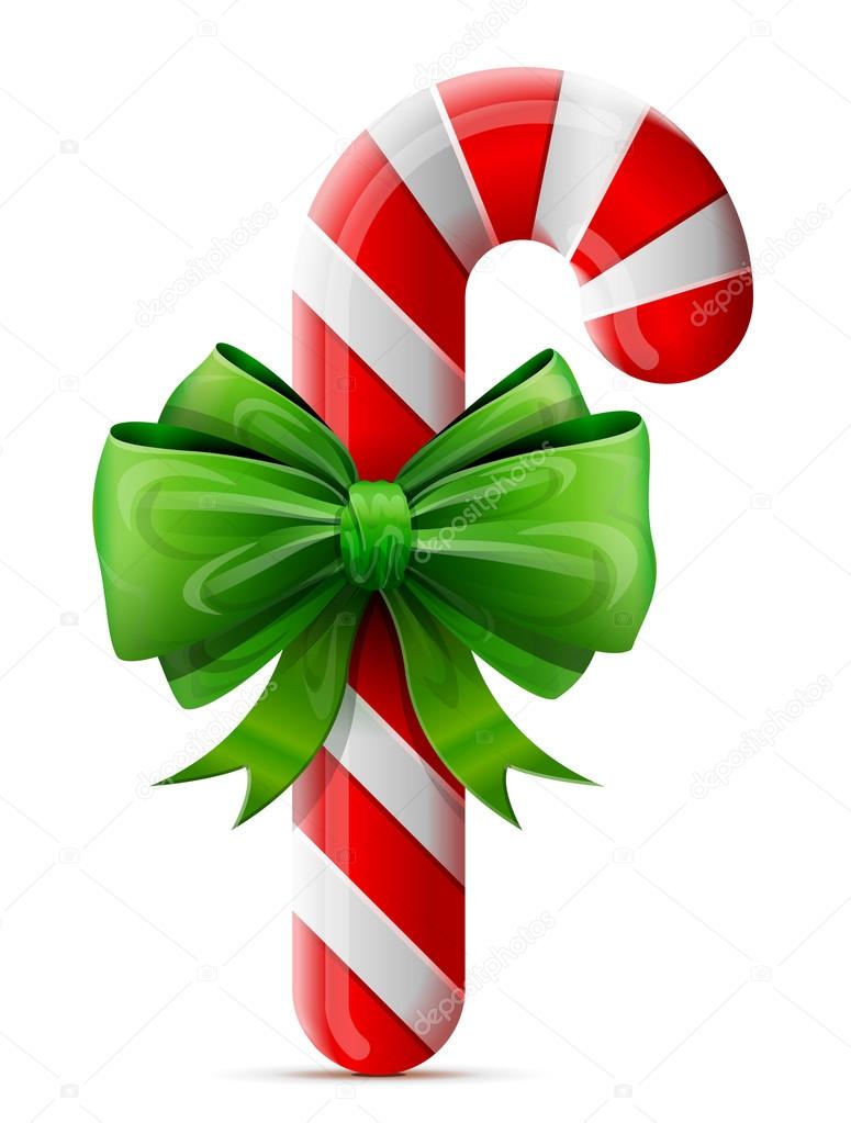 Christmas candy cane with bow