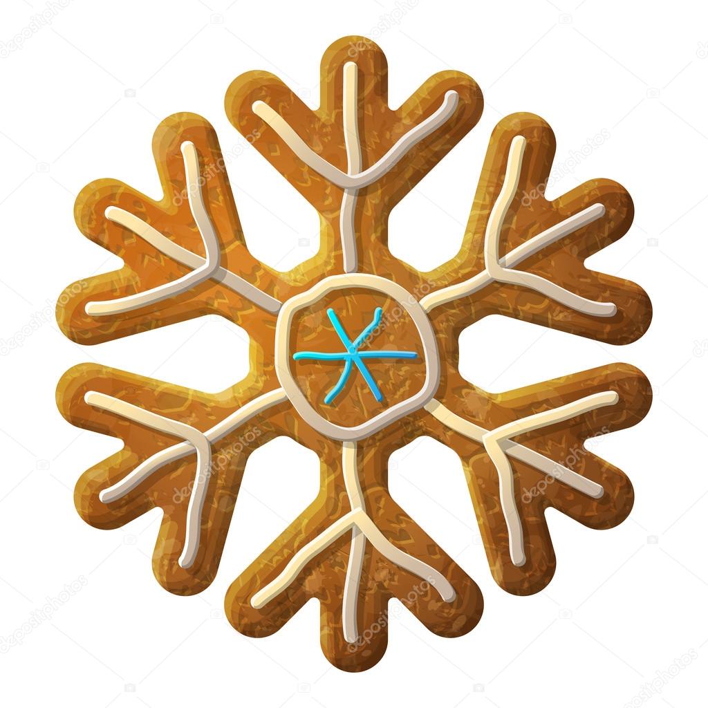 Gingerbread snowflake symbol decorated colored icing