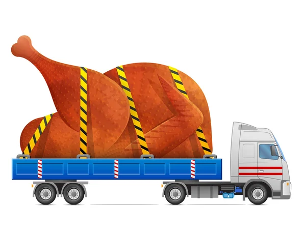 Transporte por carretera de pavo asado, pollo — Archivo Imágenes Vectoriales