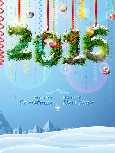Nouvel An 2016 de brindilles comme décoration de Noël — Image vectorielle