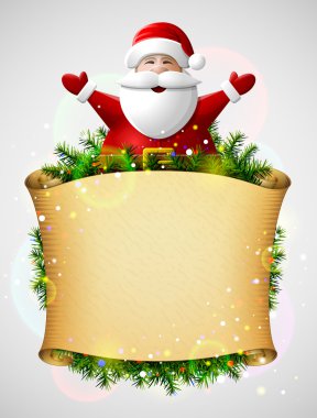 Noel Baba Noel kağıt kaydırma yukarıda kadar elleriyle