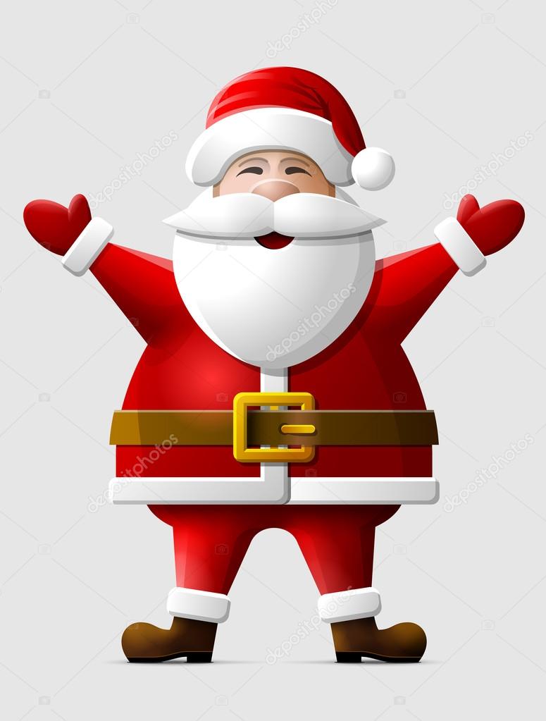 Cheerful Santa Claus standing in full length