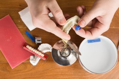 place of work of the dental technician with hands