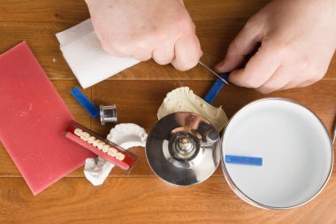 place of work of the dental technician with hands