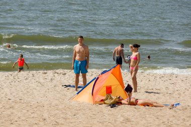 Bir Palanga bir plajda yaz