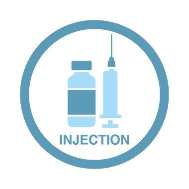 Ampul ve şırınga ikonu. Aşı, iğne.