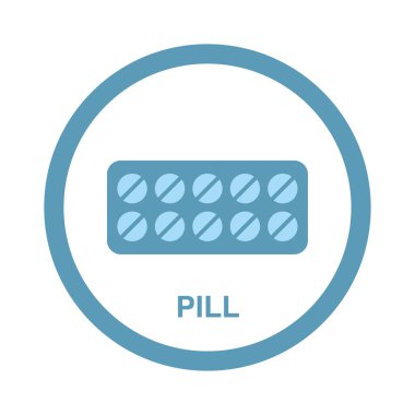 Tıbbi yuvarlak ikon. Kabarcık tablet paketi.