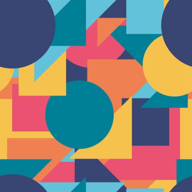 Renkli geometrik şekillerden kusursuz arkaplan.