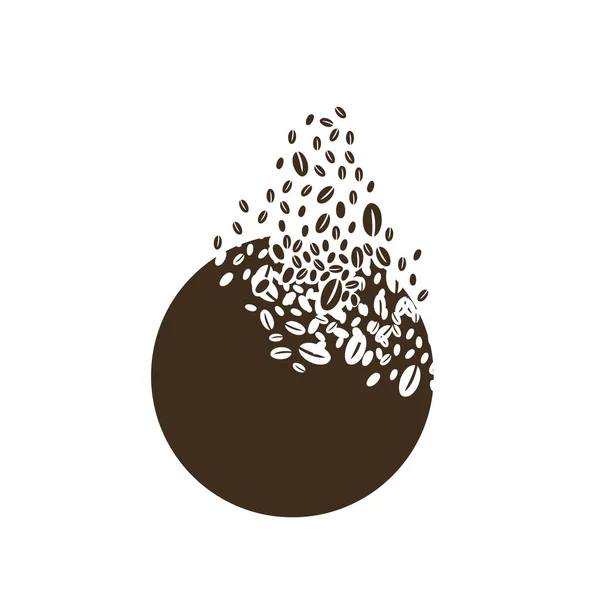 Planet Dissolves Cloud Coffee Beans Effect Destruction Dispersion — Stock Vector