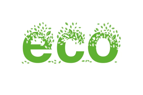 Mot Eco Dissout Dans Nuage Feuilles — Image vectorielle