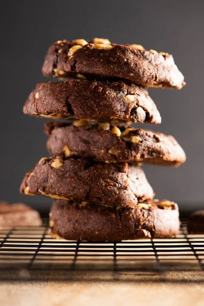 Stack Delicious Chocolate Cookies Food Background — Stock Photo, Image