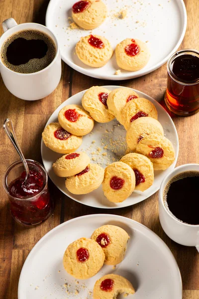 Delicious Fresh Baked Jam Drop Biscuits Food Background Stock Picture