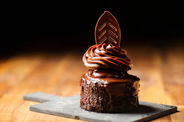 Delicious Mini Dark Chocolate Mudcake Food Background — Stock Photo, Image