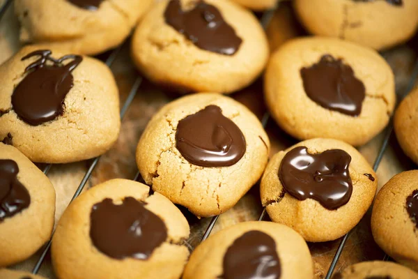 Çikolatalı fındıklı bisküviler pişirmeye hazırlanıyor..