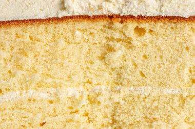 Klasik rosette kremalı sünger keki. Ayrıntılı gıda arkaplanı.