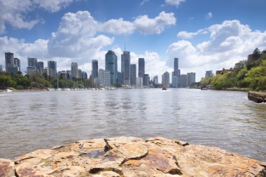 Brisbane, Australia - 26th September, 2014: View from Kangaroo point in Brisbane where tourists visit to see the city and families bbq. 